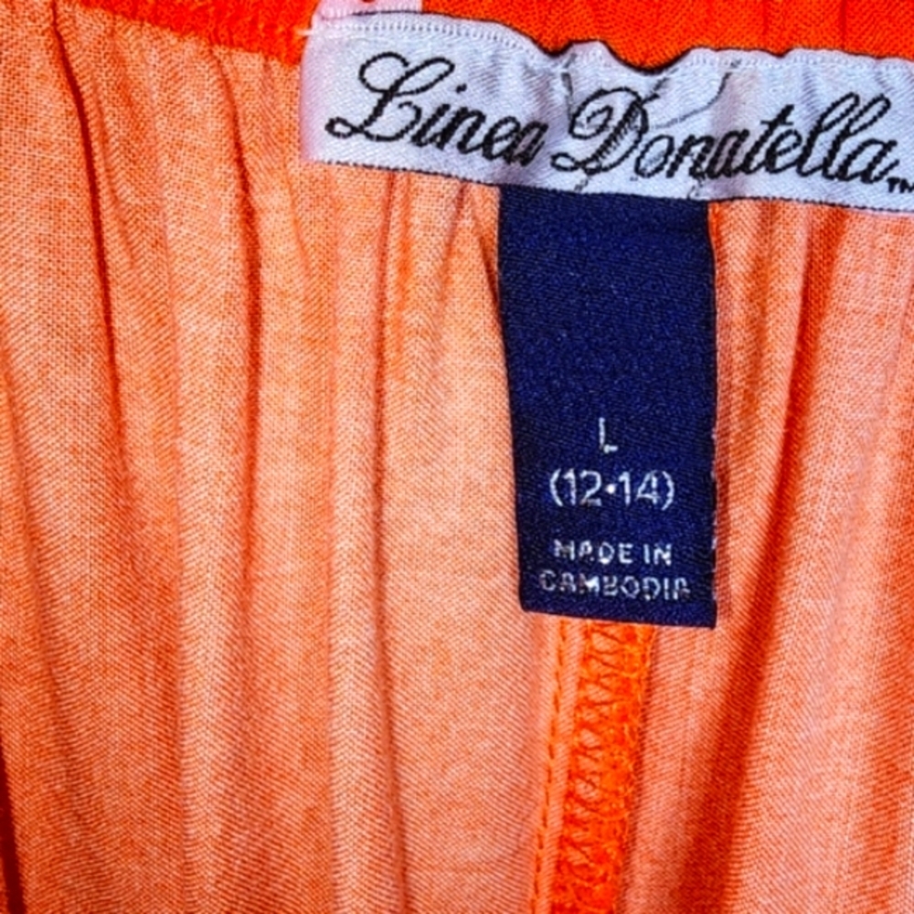Linea Donatella L Orange Pink Off Shoulder Rayon Blend Breathable Maxi Sundress - Picture 3 of 5